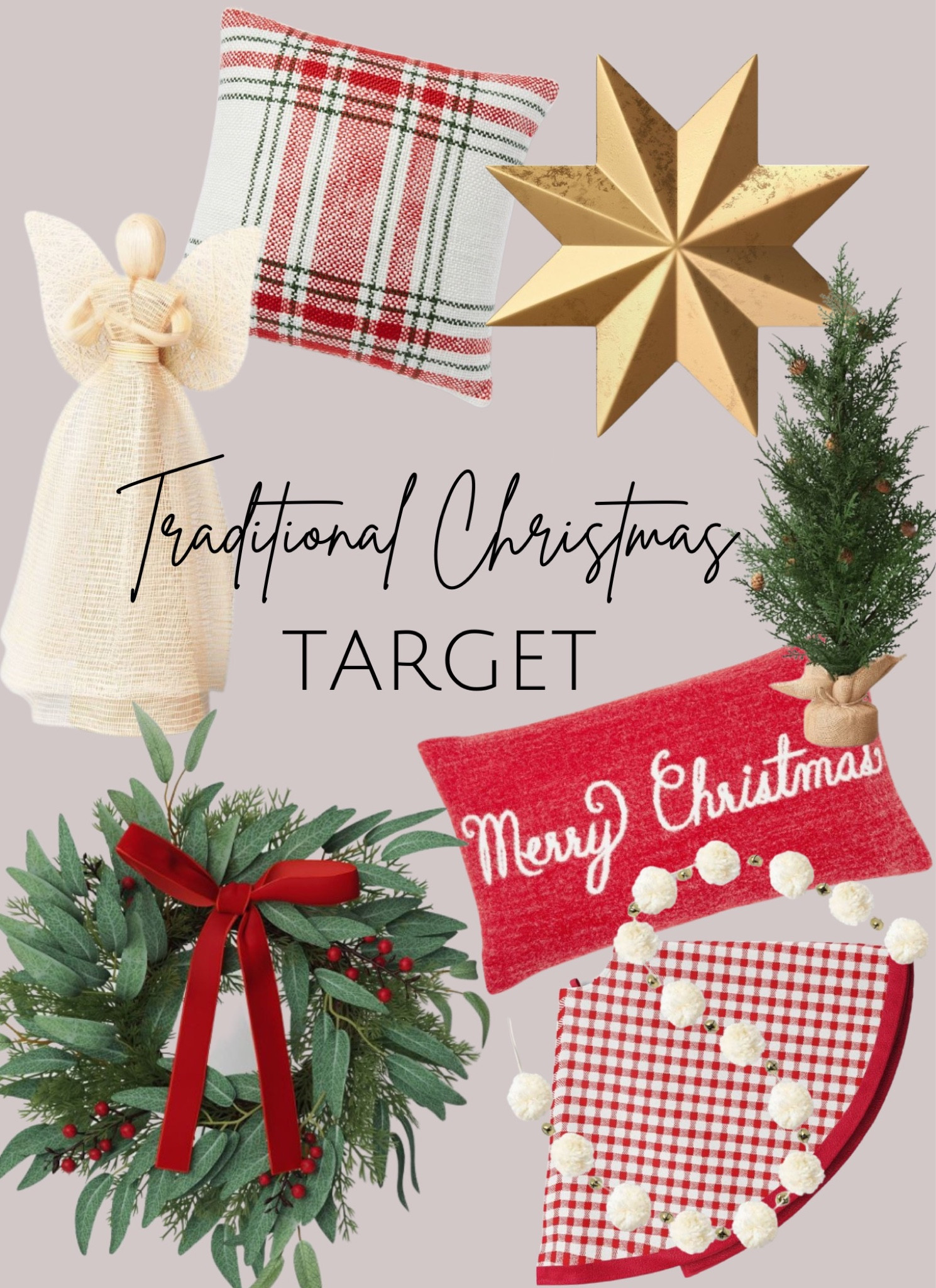Target Christmas, Target Christmas home decor, Gold star tree topper, Christmas throw pillow, Christmas wreath, pom-pom garland, vintage angel tree topper, gingham Christmas tree skirt

#LTKSeasonal #LTKHoliday #LTKhome
