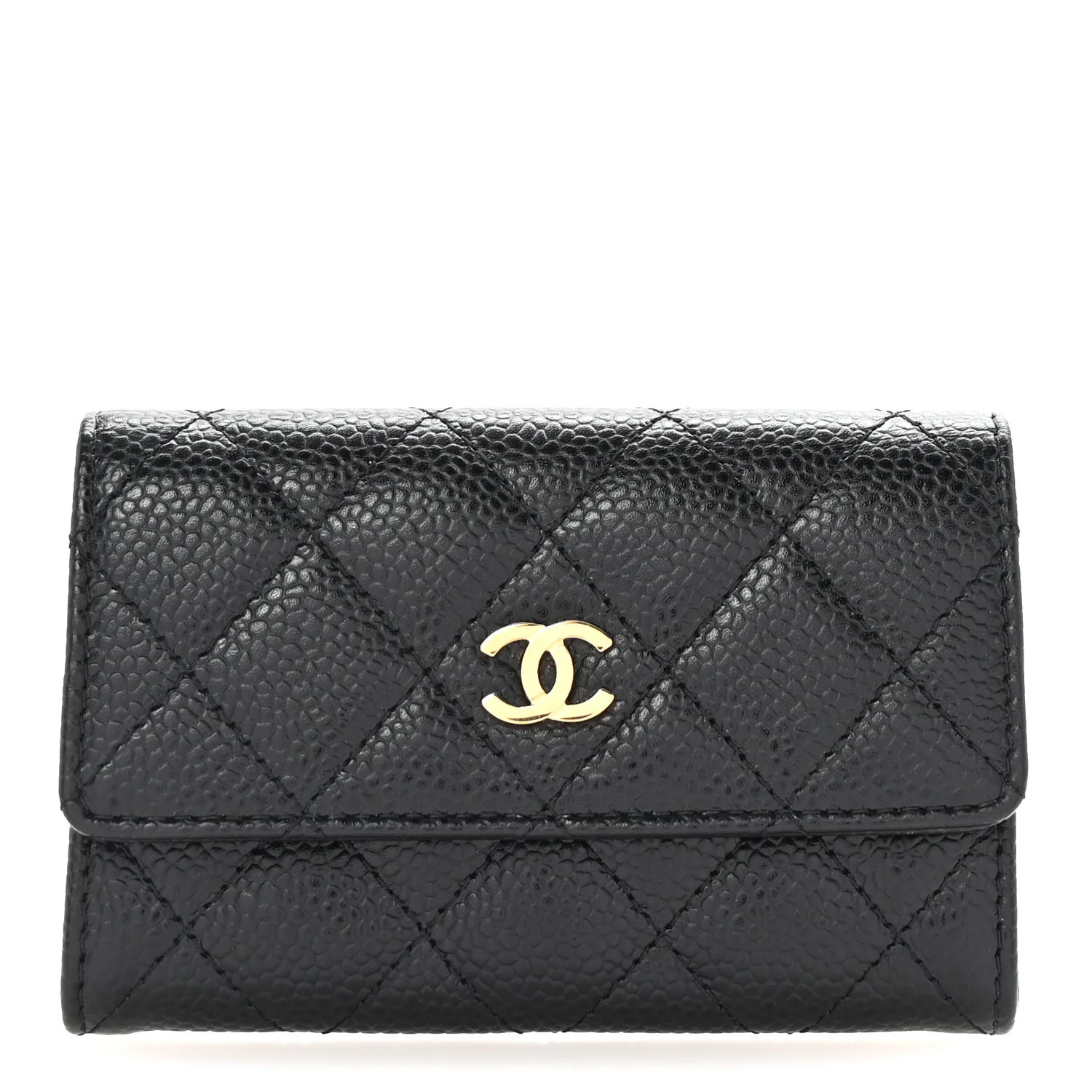 Chanel Caviar Quilted Flap Card Holder Black 1721366 | FASHIONPHILE (US)
