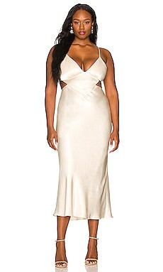 Shona Joy La Lune Backless Midi Dress in Cream from Revolve.com | Revolve Clothing (Global)