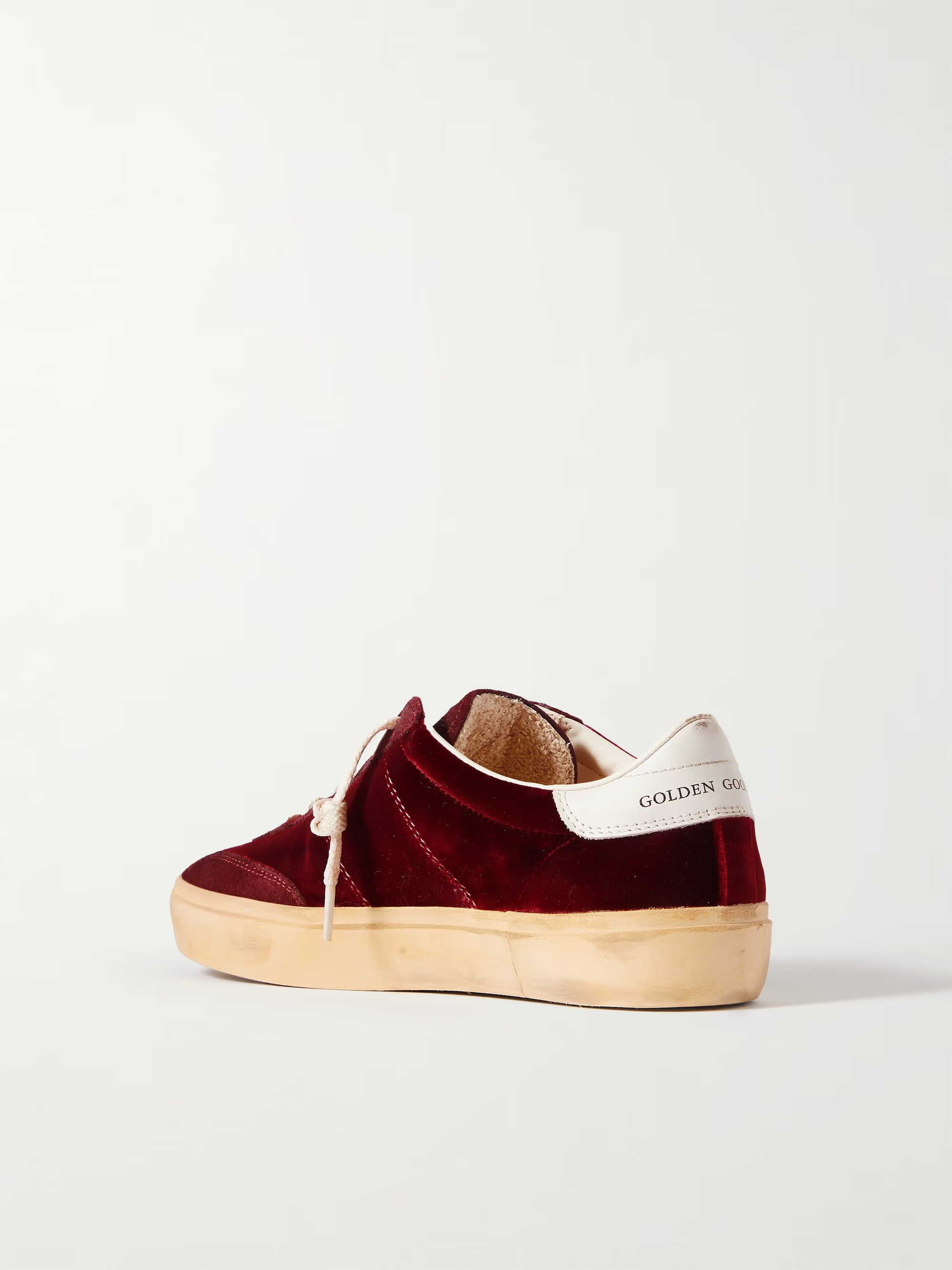 Soul-Star distressed suede and leather-trimmed velvet sneakers | NET-A-PORTER (US)