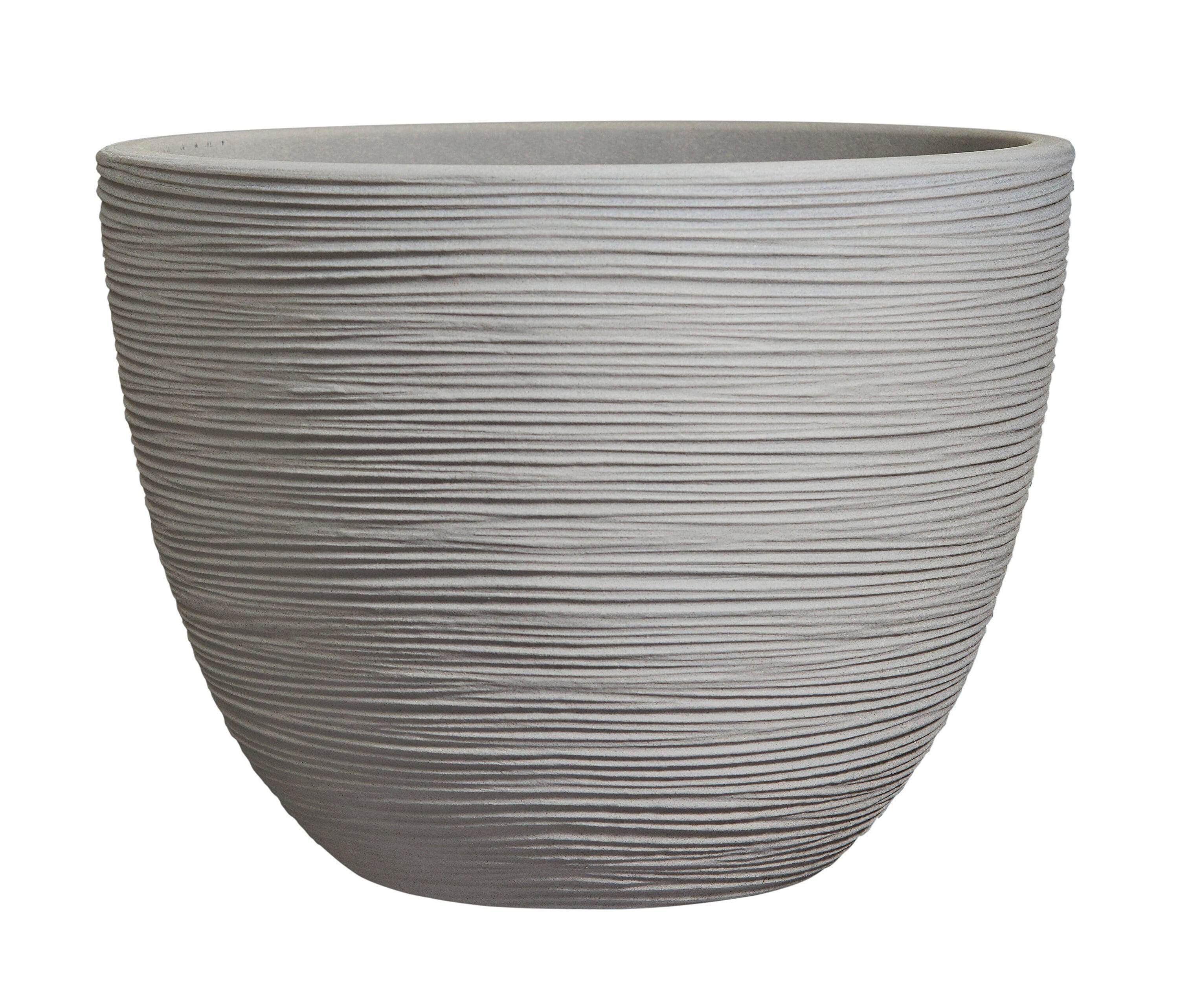 allen + roth Round 15.91-in W x 15.91-in L Gray Resin Indoor/Outdoor Planter Large | UT230594 | Lowe's