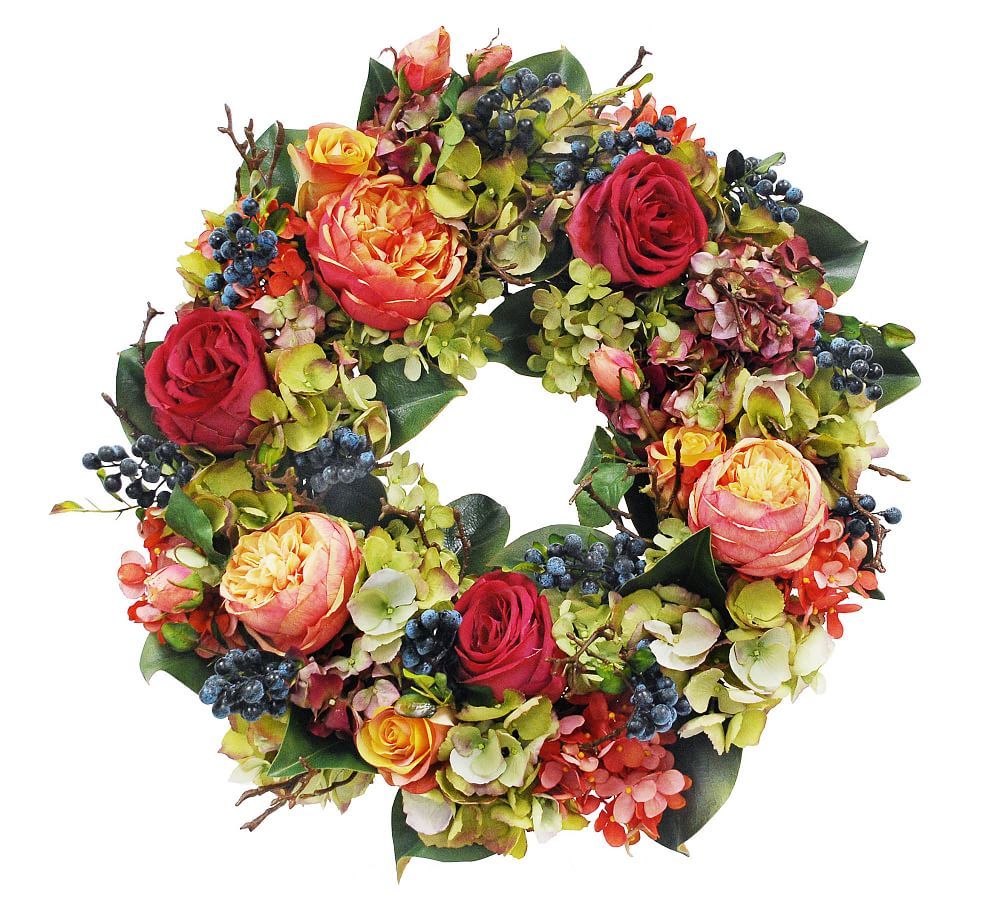 Faux Hydrangea and Rose Wreath | Pottery Barn (US)