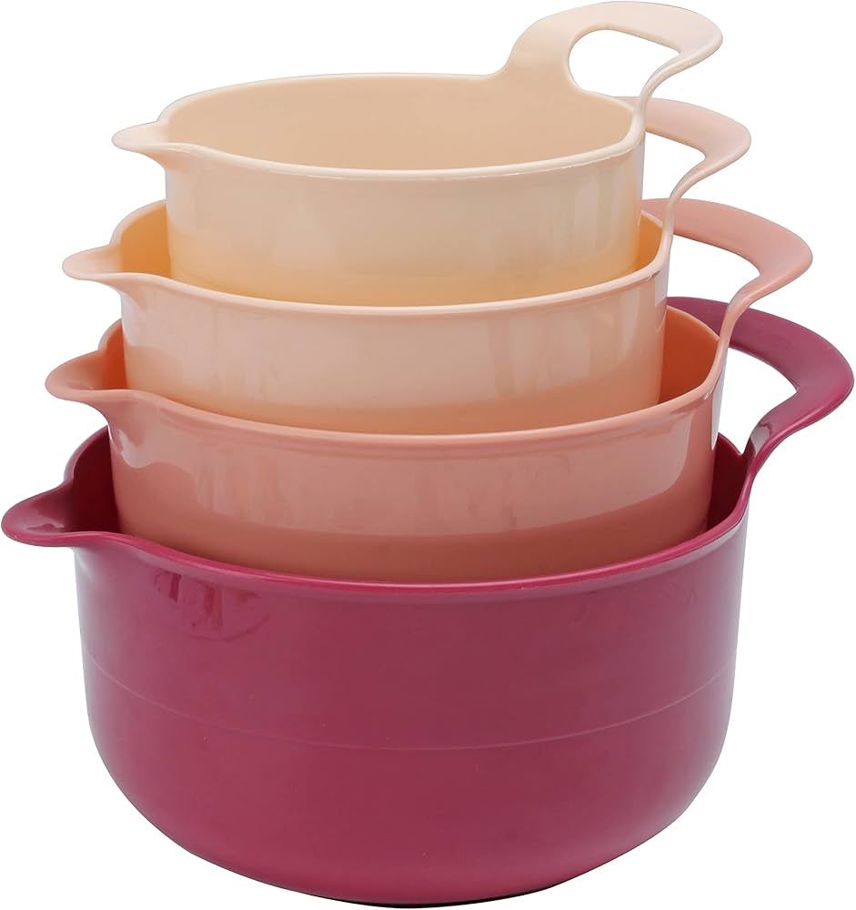 COOK WITH COLOR Mixing Bowls - 4 Piece Nesting Plastic Mixing Bowl Set with Pour Spouts and Handl... | Amazon (US)