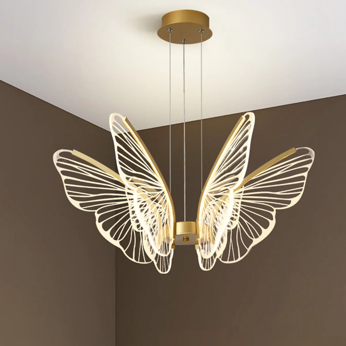Exquisite Butterfly Gold Chandelier With Led Light Source | Wayfair North America
