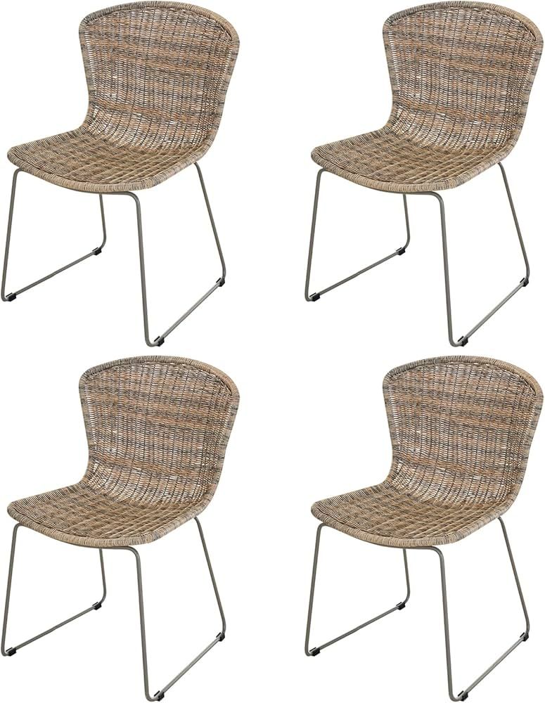vowtick Patio Wicker Chairs Set of 4, Outdoor Patio Wicker Dining Chairs, All-Weather Resin Ratta... | Amazon (US)