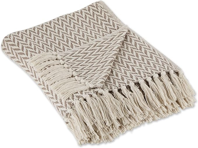 DII Zig Zag Throw Collection Modern Woven Cotton, 50x60, Brown | Amazon (US)