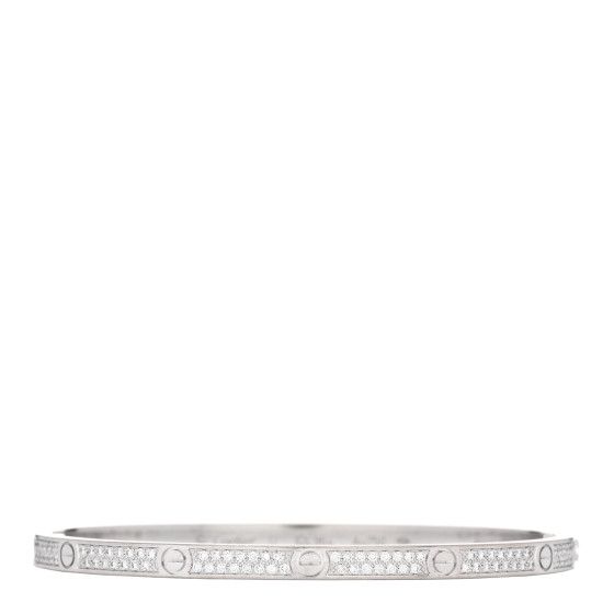 18K White Gold Diamond Small LOVE Paved Bracelet 17 | FASHIONPHILE (US)