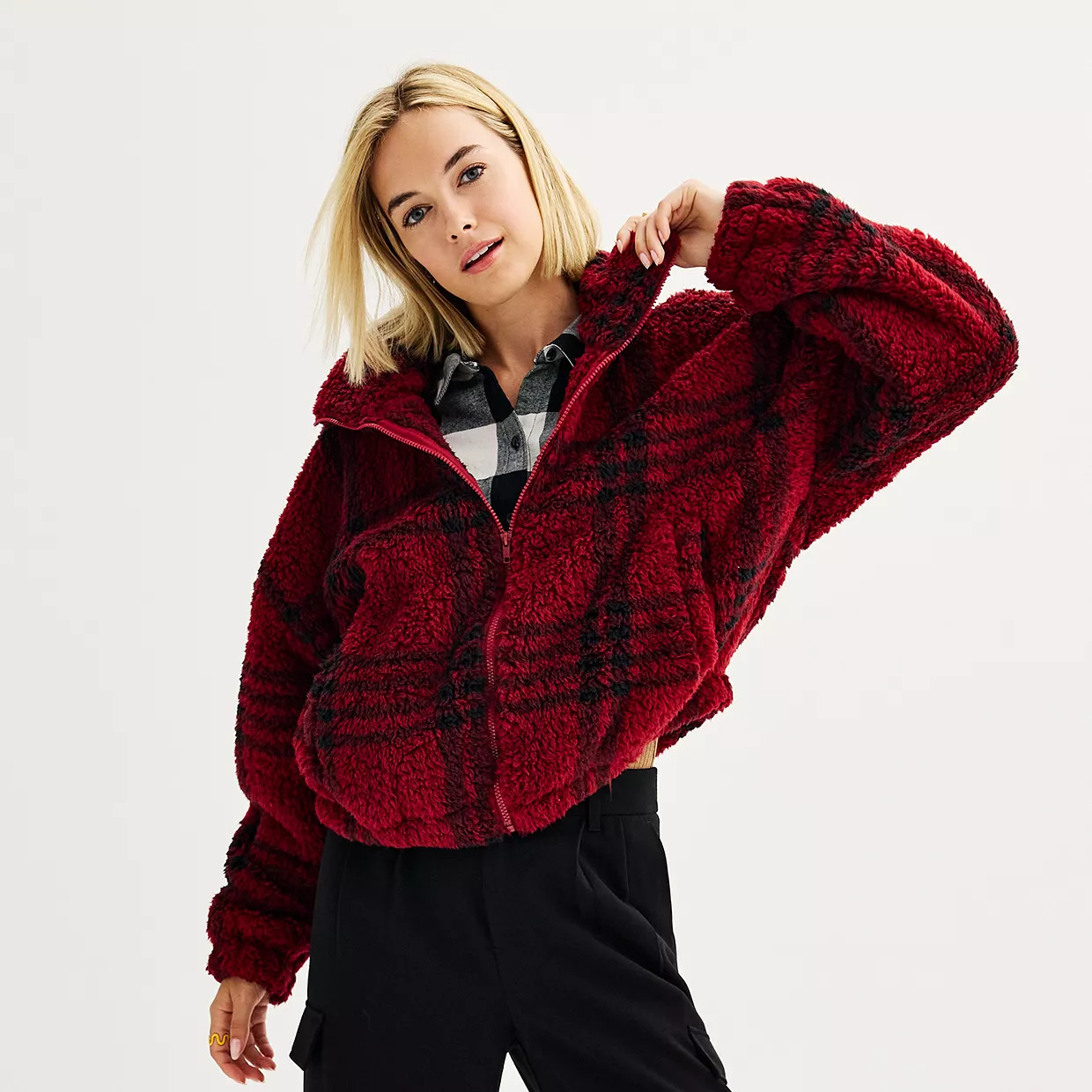 Juniors' SO® High Pile Full Zip Jacket | Kohl's