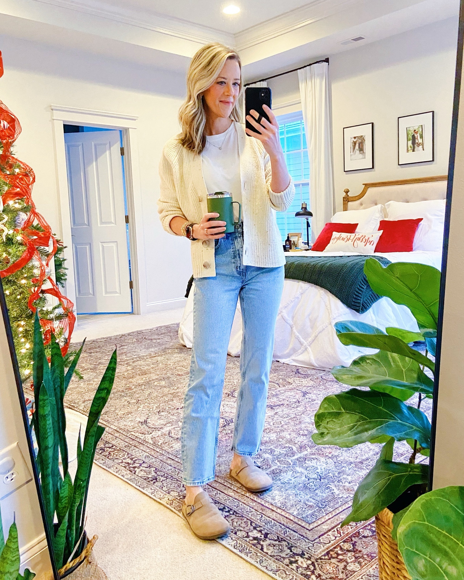 Casual, affordable everyday outfit with pieces from Old Navy, Abercrombie & Walmart. 

Cardigan: Shaker Cardigan from Old Navy. I am wearing XS. It’s a thicker material and it’s soft. Not scratchy at all like some thicker cardigans. It looks great buttoned or unbuttoned. 
White Tee: Also an Old Navy find (XS). I have several of their white tees. Affordable options and easy to buy every year when it gets dingy. 
Jeans: Abercrombie High Rise Ankle Straight in the light wash (wearing a 25r. I am 5’4” with a longer torso and shorter legs. It hits at the bottom of my ankle)
Clogs: I love this Walmart find under $20. They run a smidge small. Size up if you want to wear them with socks. 

Elevated Mom Style | Elevated Basics | Neutral Outfit | Winter Capsule Wardrobe | Clogs Outfit | Nursing Friendly Outfit | WFH Outfit | Casual Workwear | Walmart Fashion | Chic Style

#LTKworkwear #LTKfindsunder50 #LTKfamily