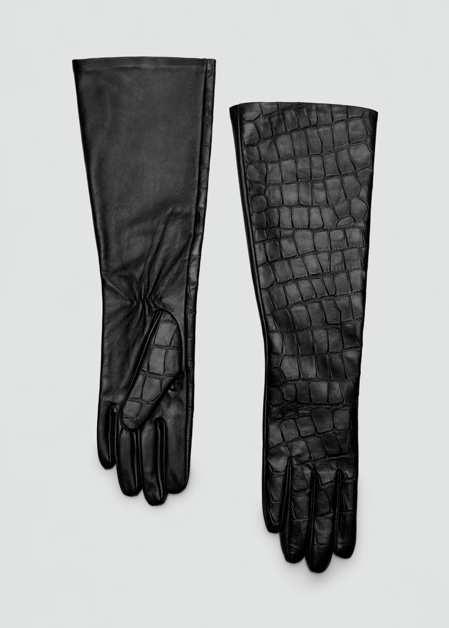 Long croc-effect leather gloves | Mango (US/MX/AU)