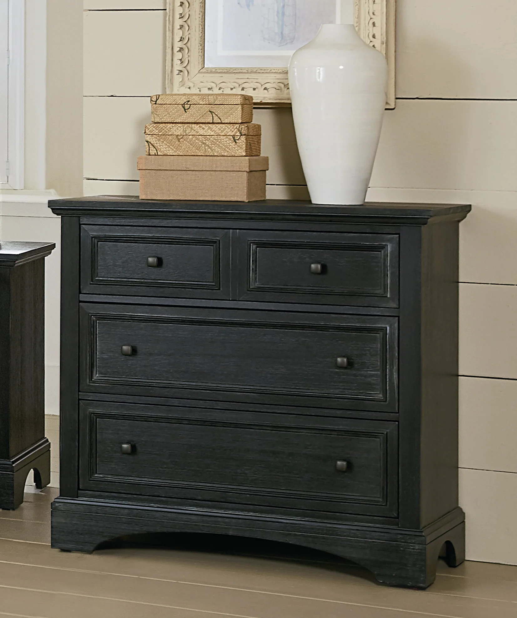 Farmhouse Basics 3 Drawer Chest in Rustic Black by OSP Home Furnishings | Walmart (US)