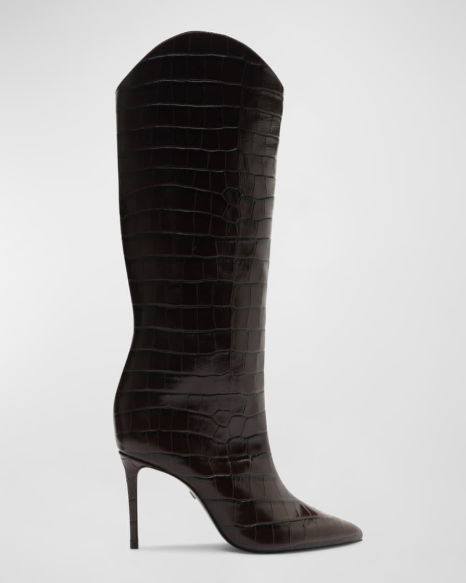 Schutz Maryana Croco Stiletto Tall Boots | Neiman Marcus