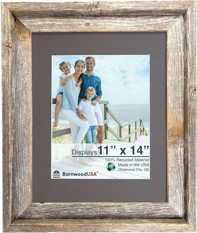 BarnwoodUSA 16X20 Inch Signature Picture Frame Matted for 11X14 Photos - 100% Reclaimed Wood, Cin... | Amazon (US)