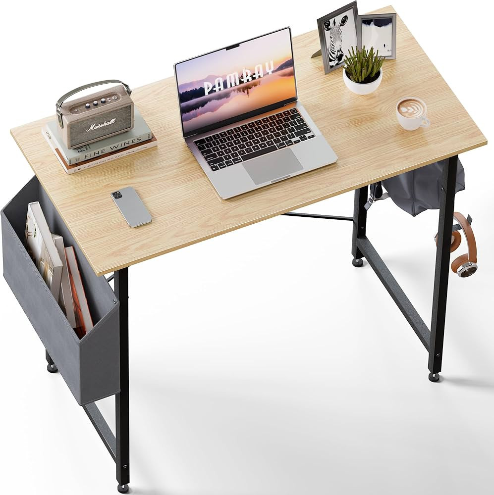 Pamray 32 Inch Computer Desk for Small Spaces with Storage Bag, Home Office Work Desk with Headph... | Amazon (US)