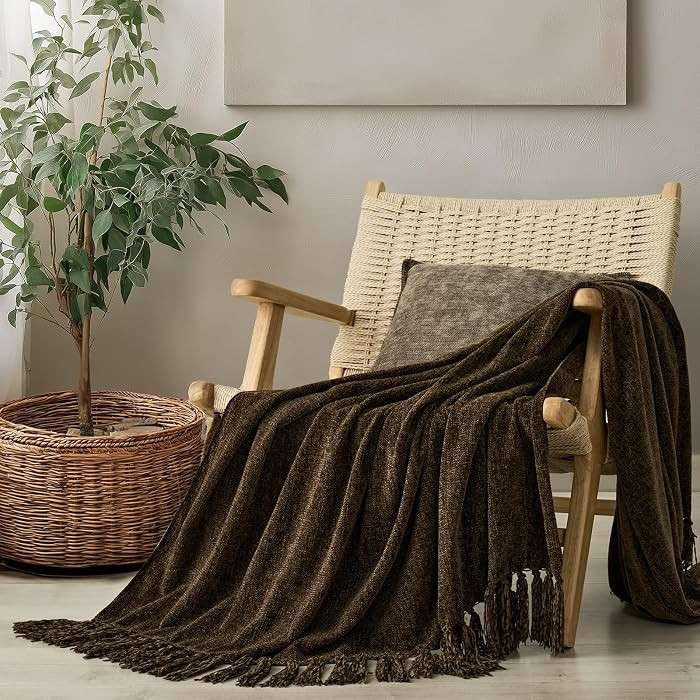 EverGrace Soft Chenille Throw Blanket for Couch, Cozy Plush Fuzzy Decorative Chenille Knit Throw ... | Amazon (US)