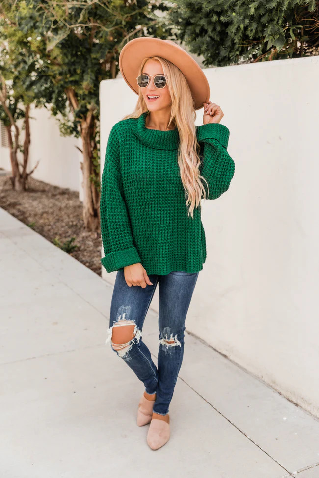 Tell Me What It's Like Evergreen Sweater CLEARANCE | The Pink Lily Boutique