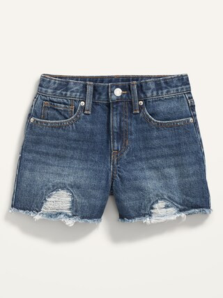 High-Waisted Frayed-Hem Jean Shorts for Girls | Old Navy (US)