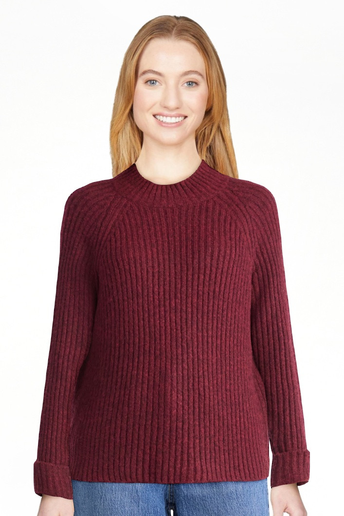 Time and Tru Women's Ribbed Mock Neck Sweater, Heavyweight, Sizes XS-XXXL | Walmart (US)