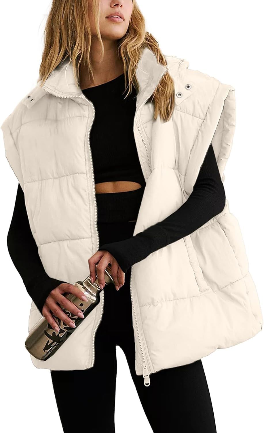 Women's Quilted Puffer Vest Lightweight Sleeveless Stand Collar Jackets Warm Puffy Padded Gilet | Amazon (US)