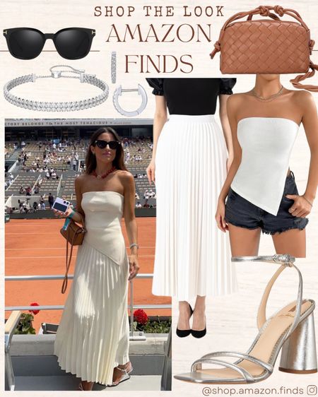 Pinterest Inspired Look!
White strapless top, white pleated skirt, and silver sandals. 

#LTKshoecrush #LTKstyletip #LTKitbag