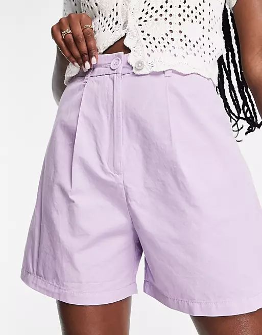Monki longline wide leg bermuda shorts in pastel | ASOS (Global)