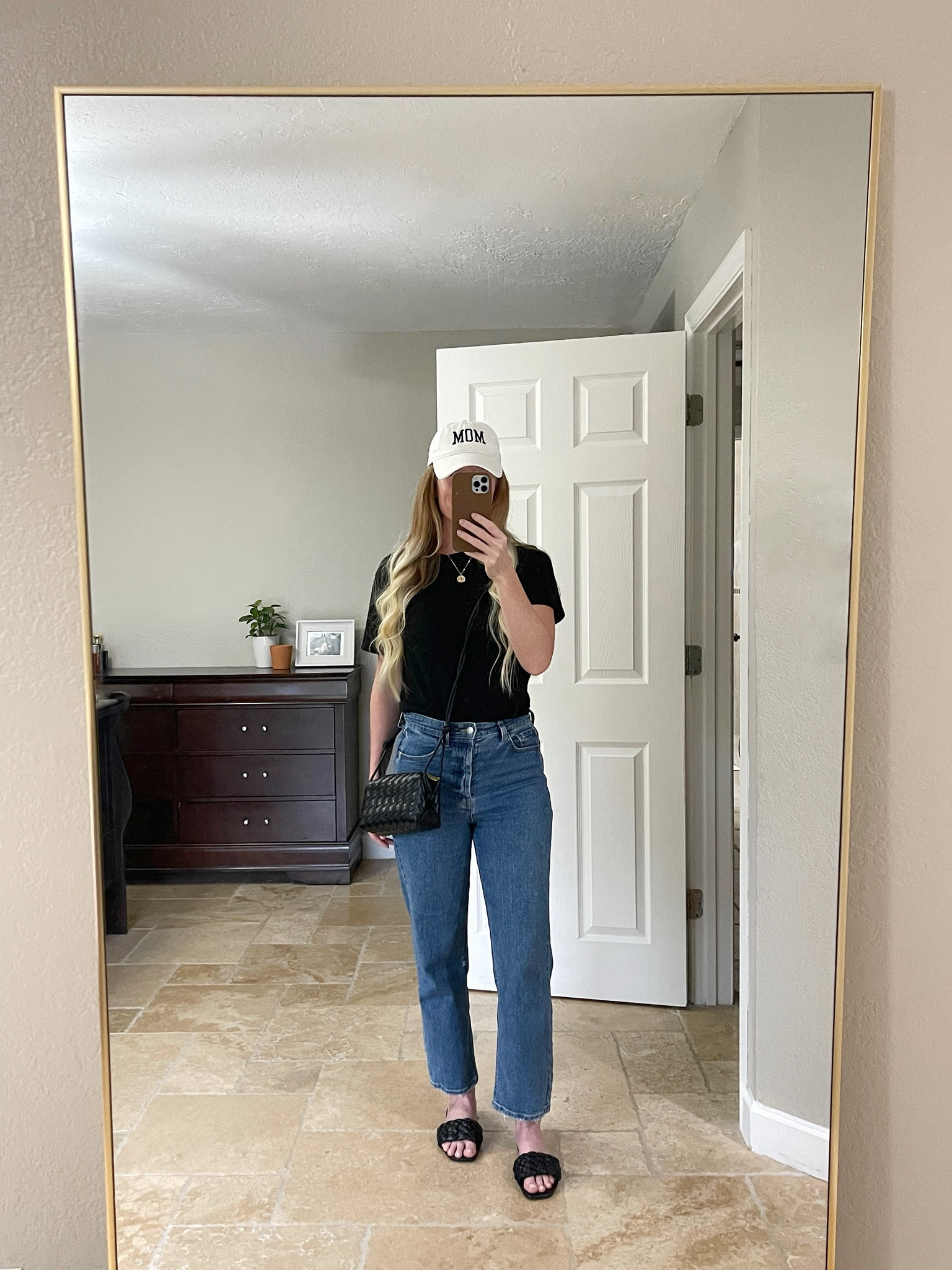 Casual looks for women, casual looks for mom, comfy mom outfits, women’s baseball hats, straight leg jeans, black flat sandals, basic black t-shirt, black crossbody purse 

#LTKStyleTip #LTKxNSale #LTKFindsUnder50