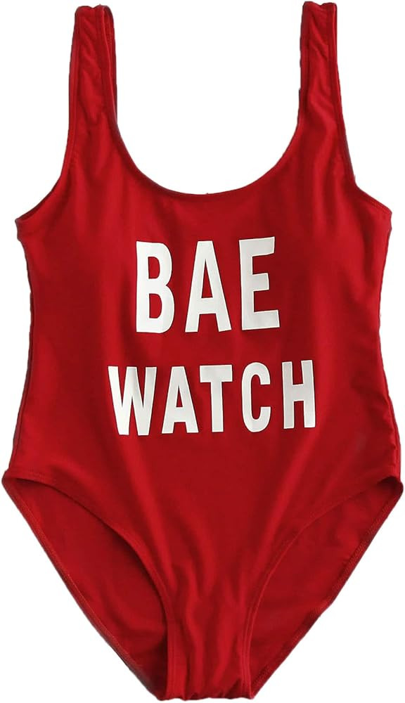 Women's Sexy Bathing Suit Slogan Letter Print Swimwear Low Back One Piece Swimsuit | Amazon (US)