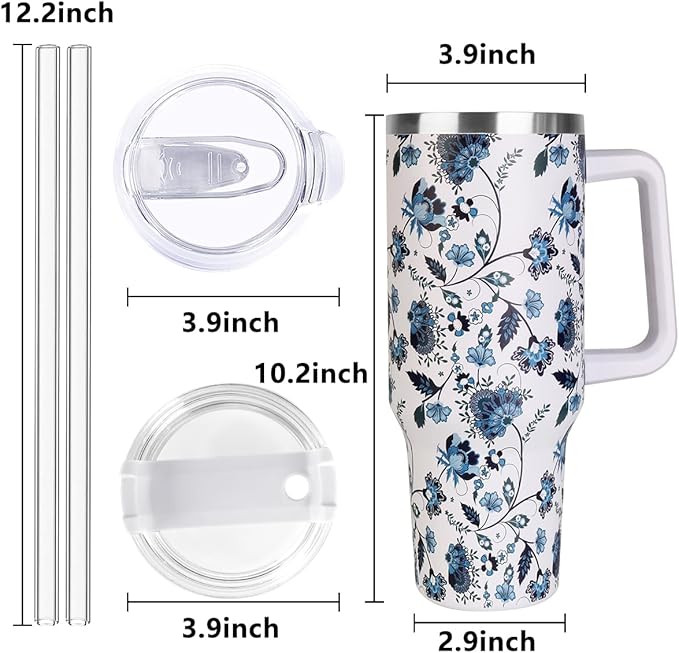 40 oz Tumbler with Handle and Straw, Stainless Steel Insulated Tumbler with Leak Proof Lid and St... | Amazon (US)