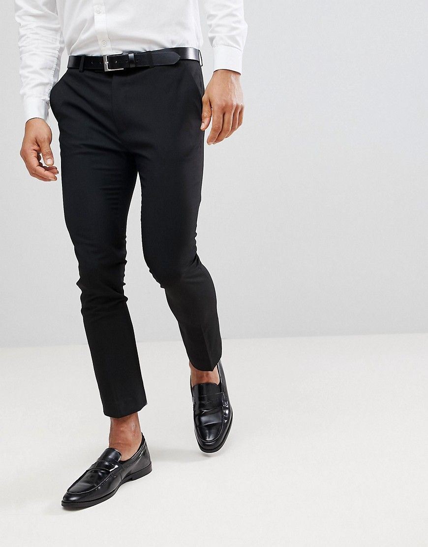 ASOS Super Skinny Smart Cropped Trousers In Black | ASOS UK