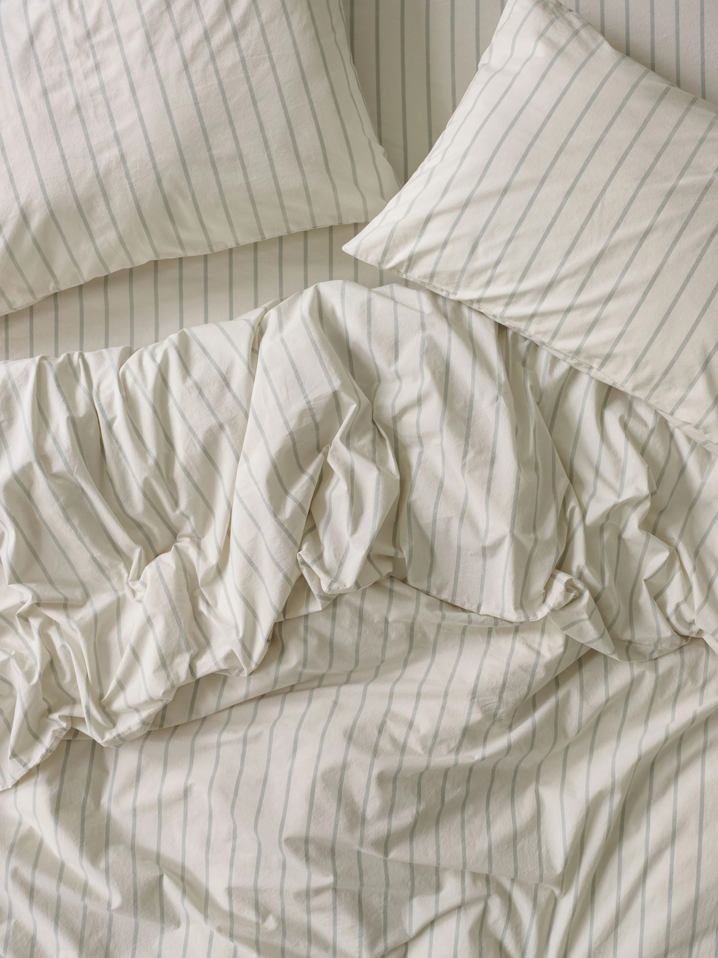 Mellow Green Slumber Stripe Cotton Duvet Cover | Piglet