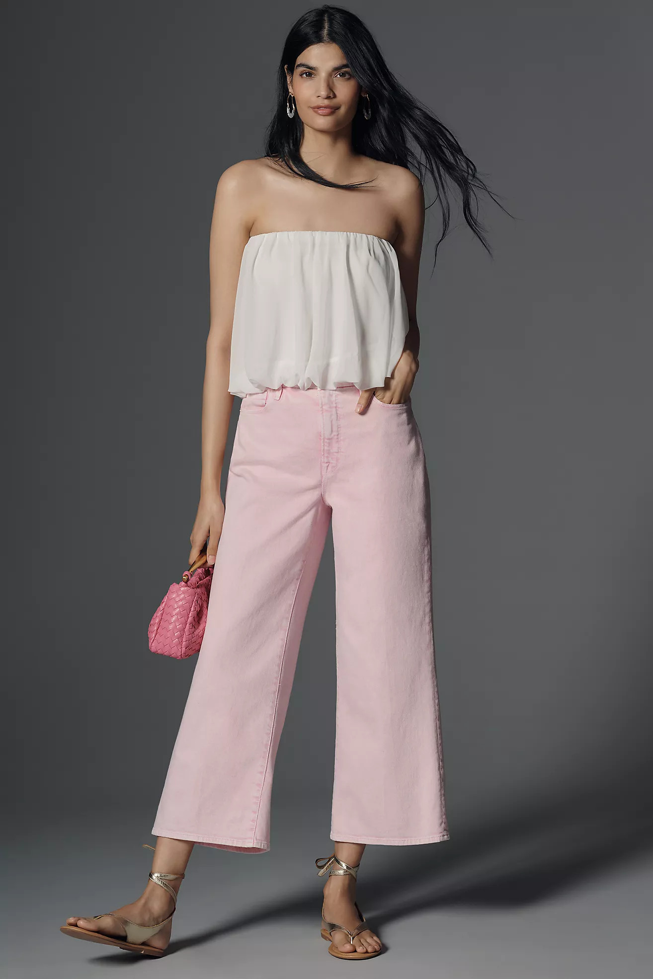 Good American Good Waist Palazzo High-Rise Crop Wide-Leg Jeans | Anthropologie (US)