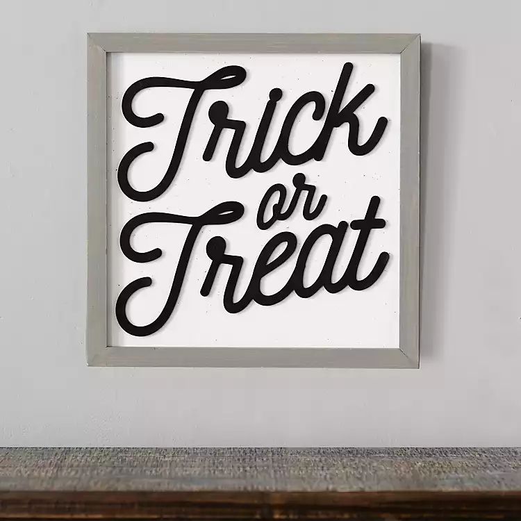 New!Black and White Trick or Treat Plaque | Kirkland's Home