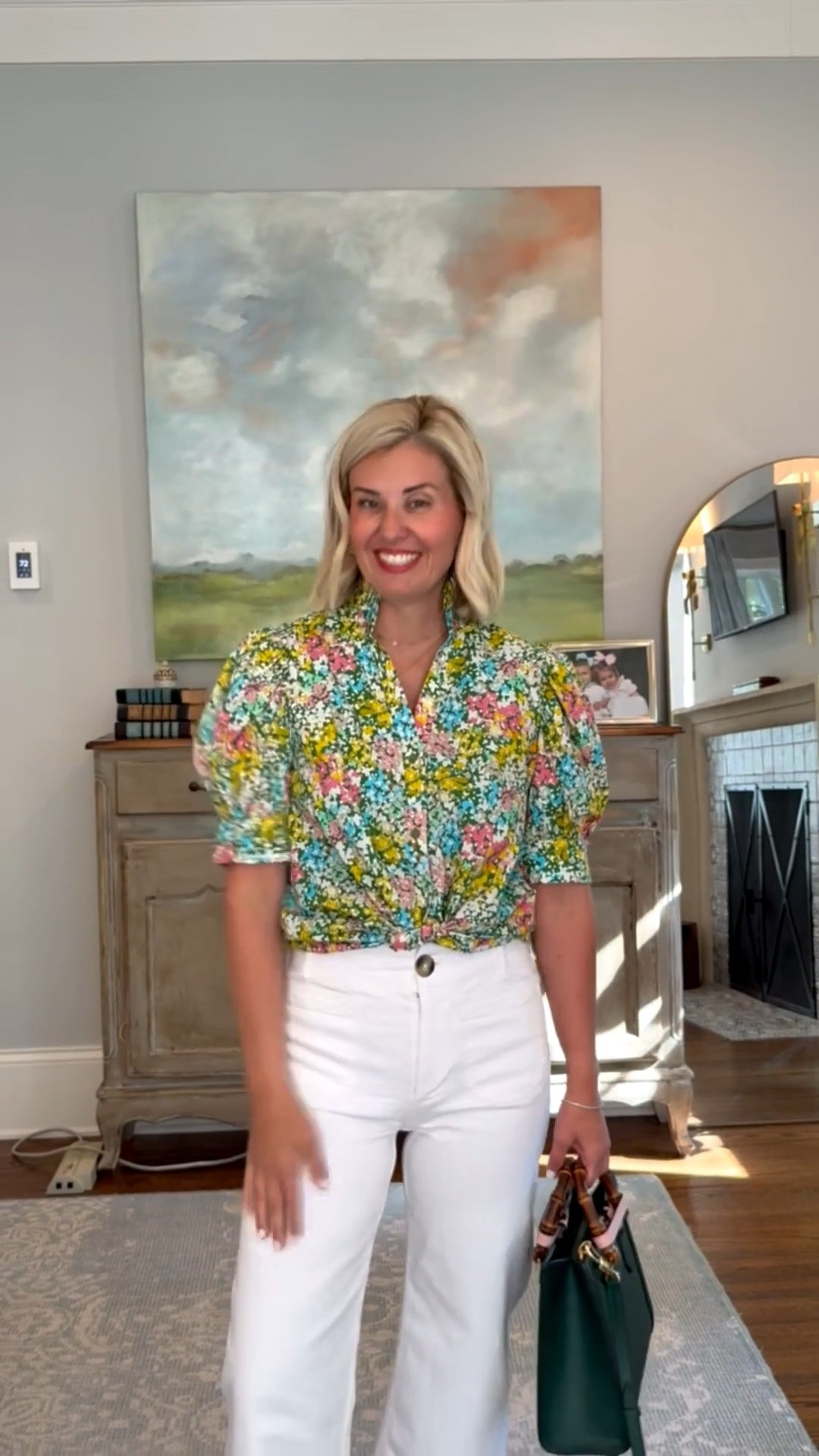 Have you ever seen a more yes shirt? The colors are stunning! I’m wearing a small & 26P jean.  ￼

#LTKmomlife #LTKdayinmylife #LTKstorytime