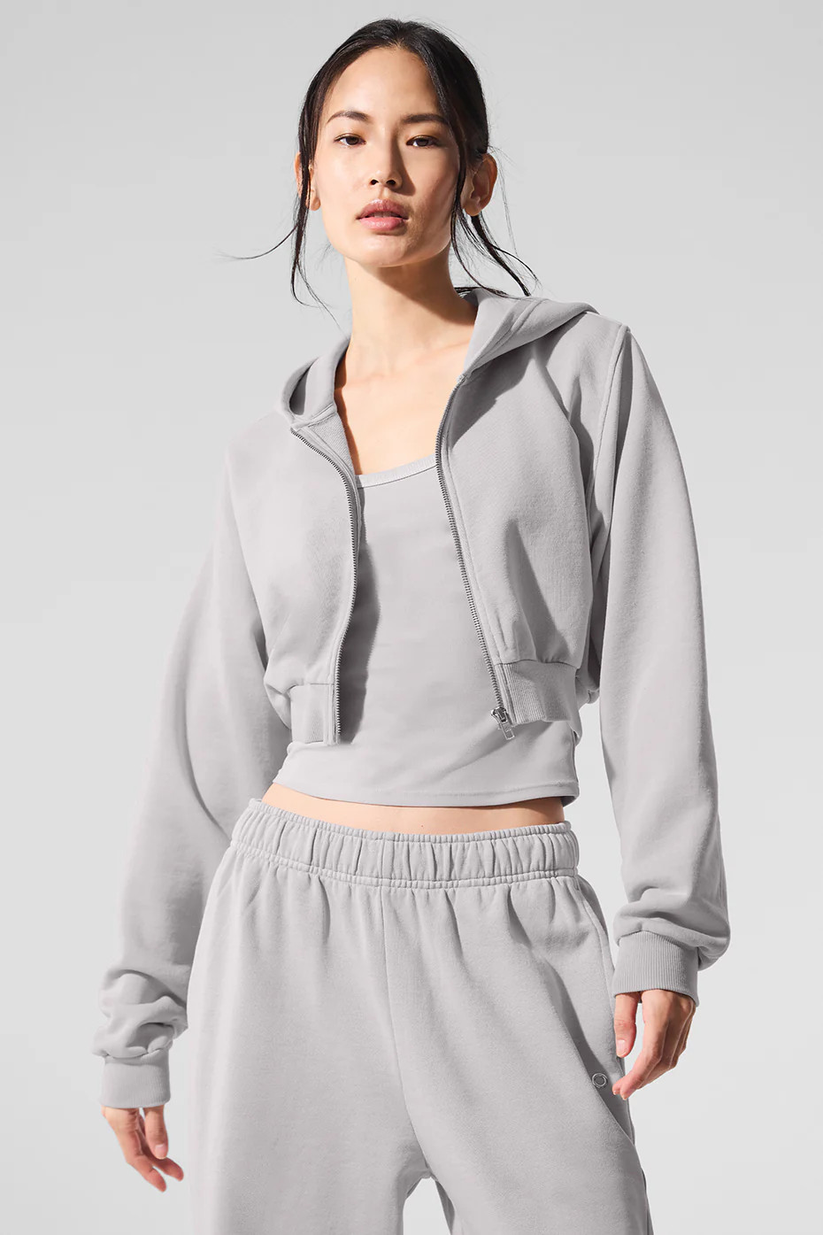 ALO | Washed Sweet Escape Zip Up Hoodie in Grey Sky Wash, Size: 2XS | Alo Yoga (US)