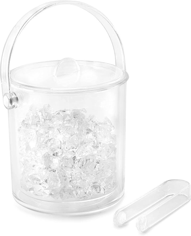 Huang Acrylic Double Wall Ice Bucket with Lid and Ice Tongs 1 1/2 Qt | Great for Home Bar, Chilli... | Amazon (US)