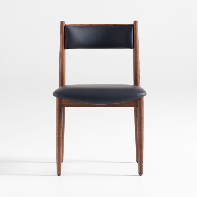 Petrie Barley Ash Black Leather Dining Chair + Reviews | Crate & Barrel | Crate & Barrel