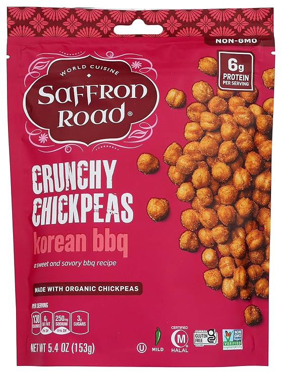 Saffron Road Korean BBQ Crunchy Chickpea Snack, 6oz - Gluten Free, Non-GMO, Halal, Kosher, Vegan | Amazon (US)