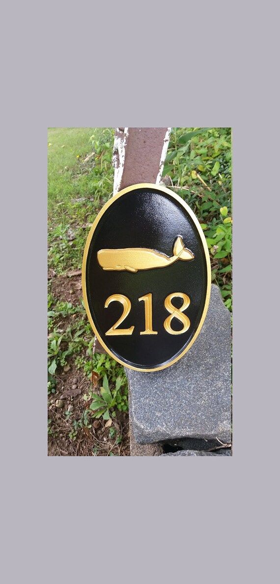 Carved Street Address Plaque / House Number With Whale or - Etsy | Etsy (US)