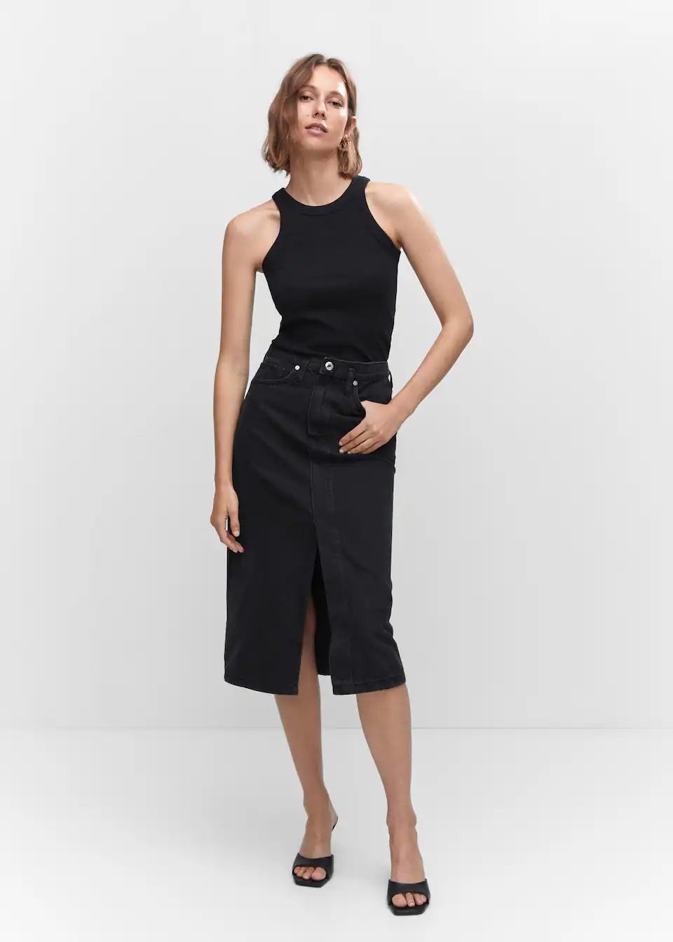 Denim midi-skirt | MANGO (US)