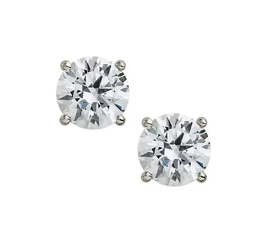 Diamonique 100-Facet Round Stud Earrings, Platinum Clad - QVC.com | QVC