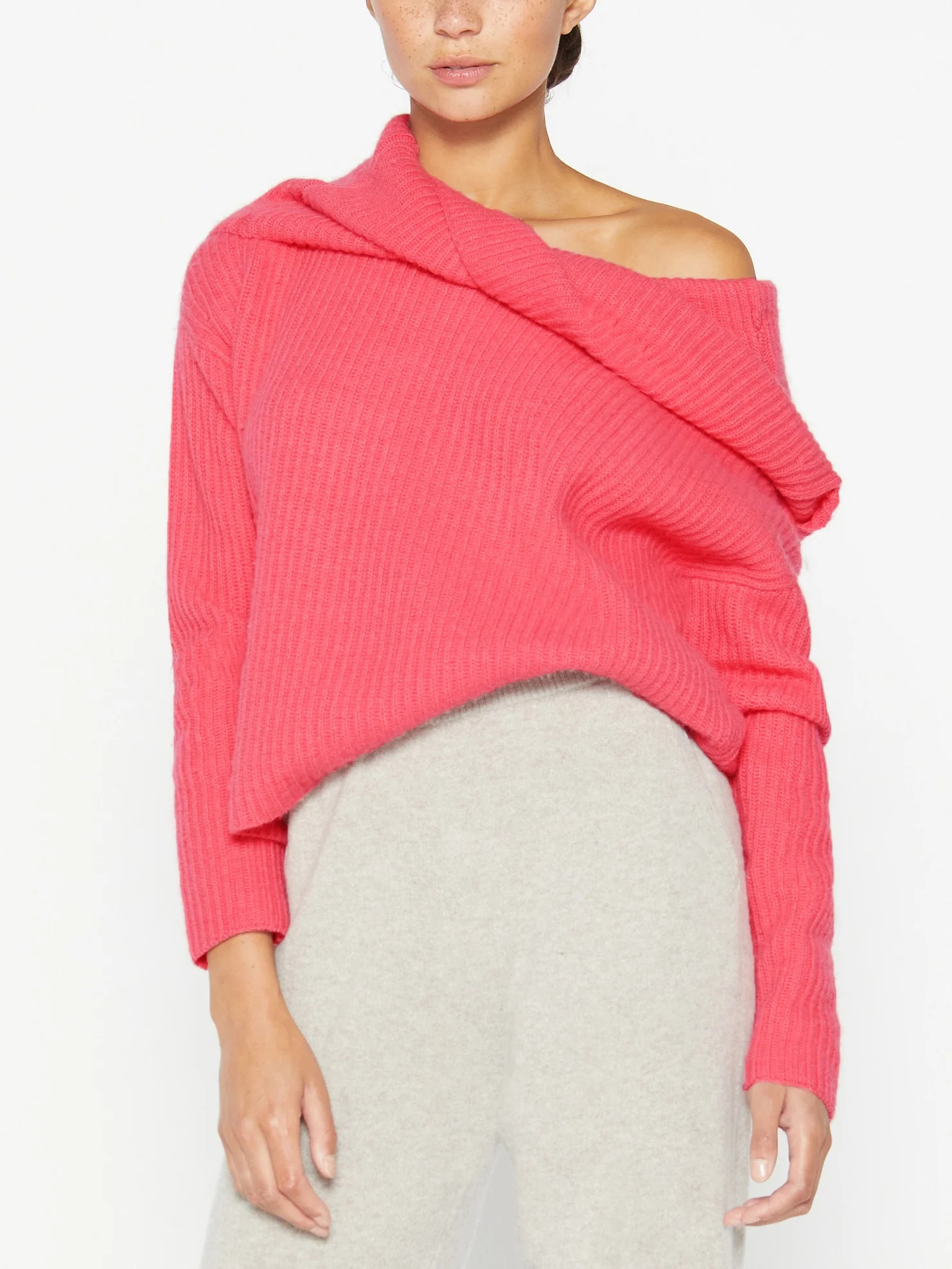 Brochu Walker Women's Riser Reversible Off Shoulder Sweater, Pink | Brochu Walker