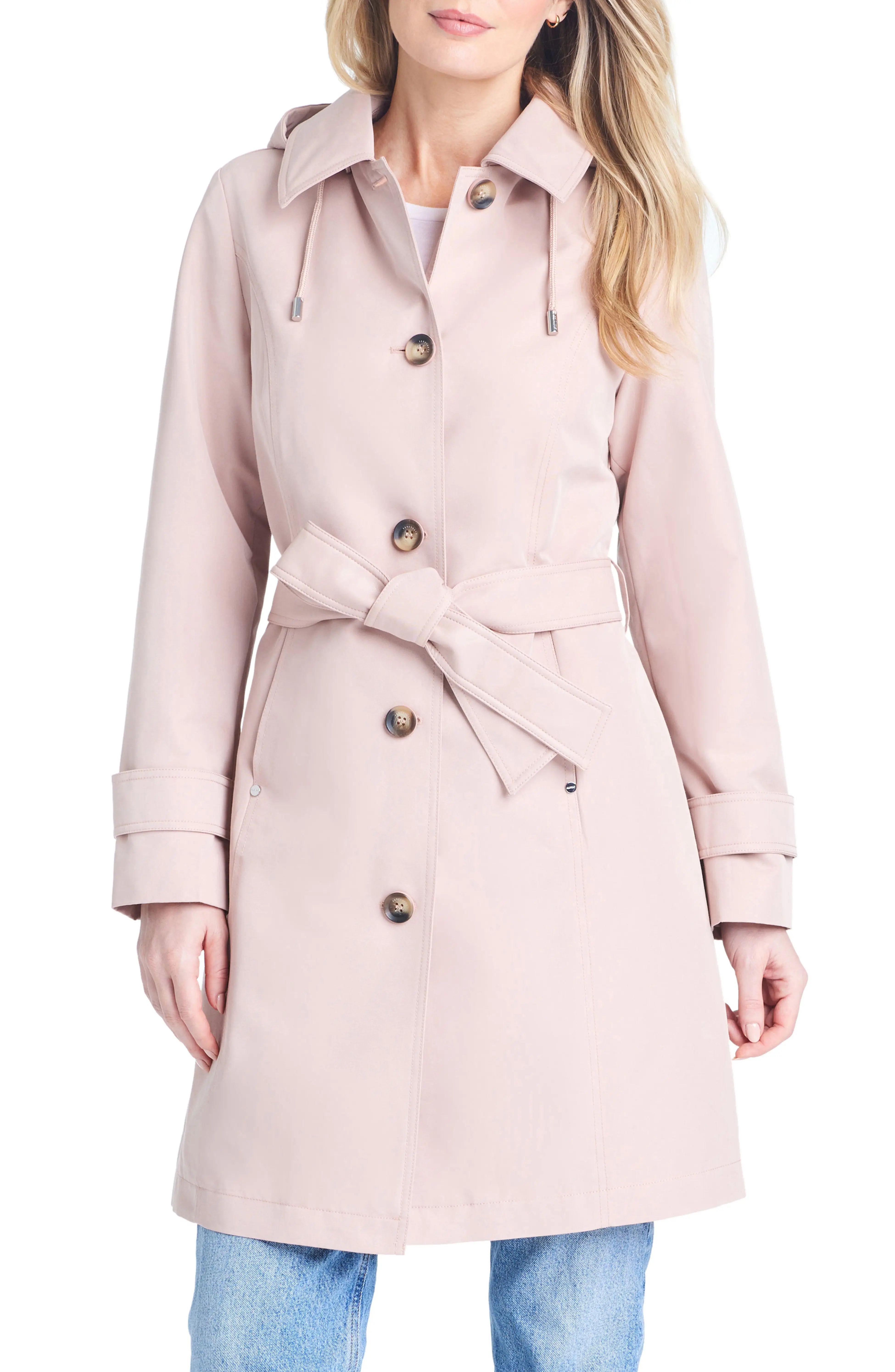 Single Breasted Hooded Water Resistant Trench Coat | Nordstrom