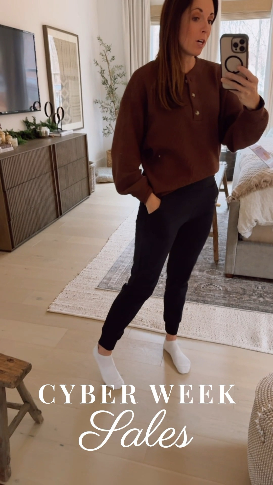 This waffle knot over sized henley top from Old Navy is just $16 at 50% off right now! I just got in these fleece lined Amazon joggers and they are insanely comfortable and on sale for $27 right now!! The gold Cross necklace that I always wear is just $7 during cyber week and even my favorite socks that I am wearing right now are on sale for cyber week ✨

#LTKSaleAlert #LTKCyberWeek #LTKGiftGuide