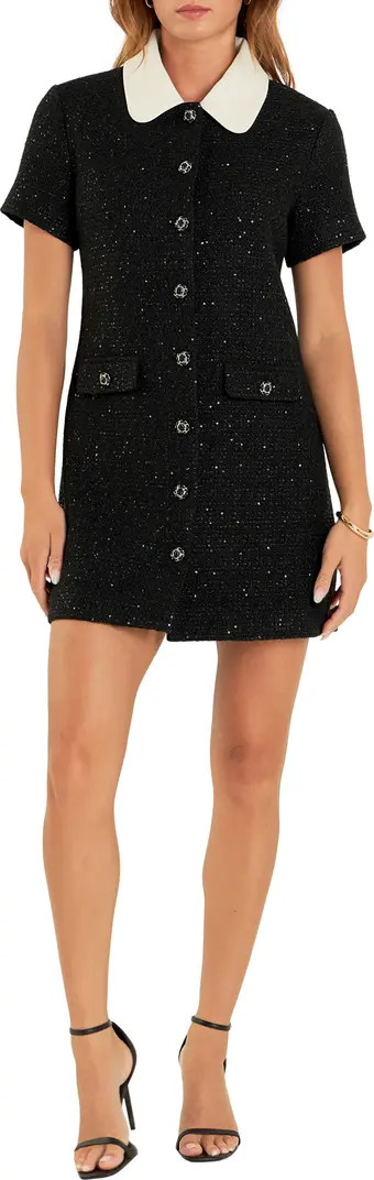 English Factory Sequin Tweed Button Up Minidress | Nordstrom | Nordstrom