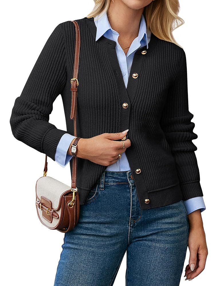 GRACE KARIN Knit Cardigan Sweaters for Women Long Sleeve Ribbed Button Up Sweater 2025 Fall Casua... | Amazon (US)