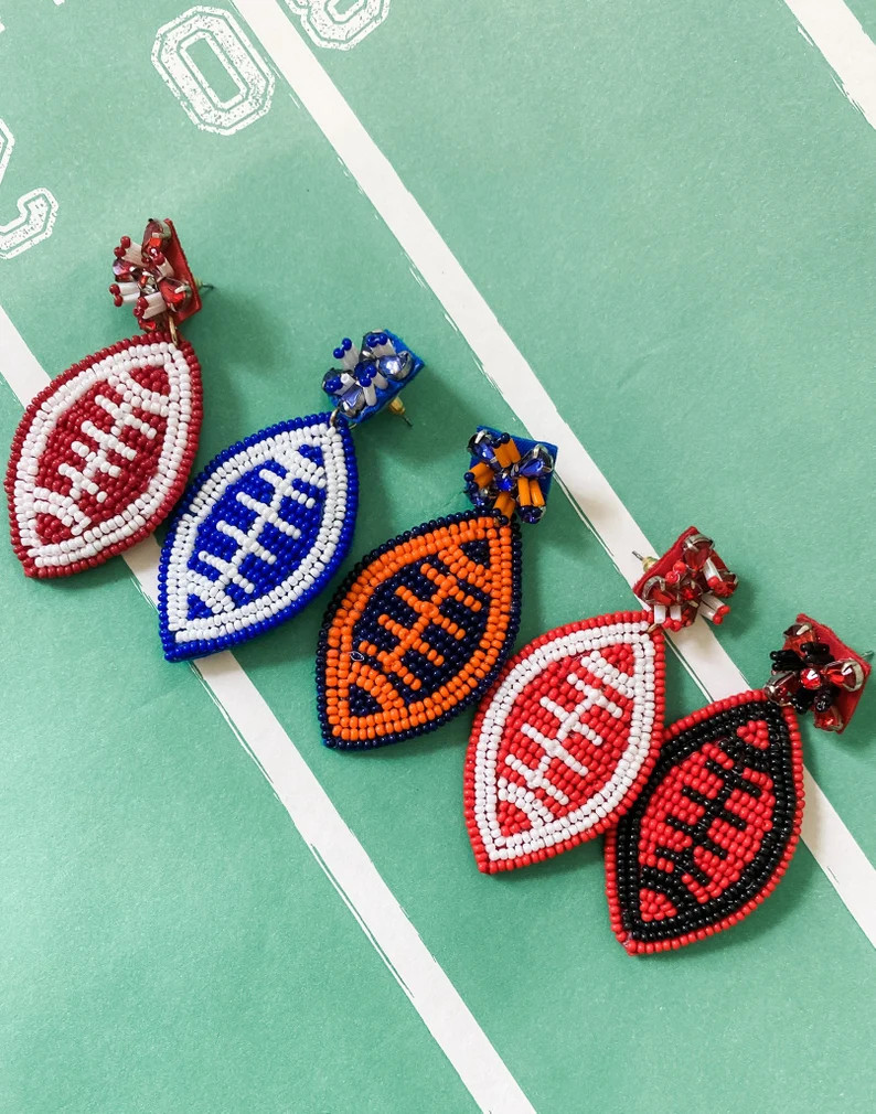 Red and Black Georgia Football Game Day Beaded Earrings - Brookhaven Baubles - Southern Statement... | Etsy (US)