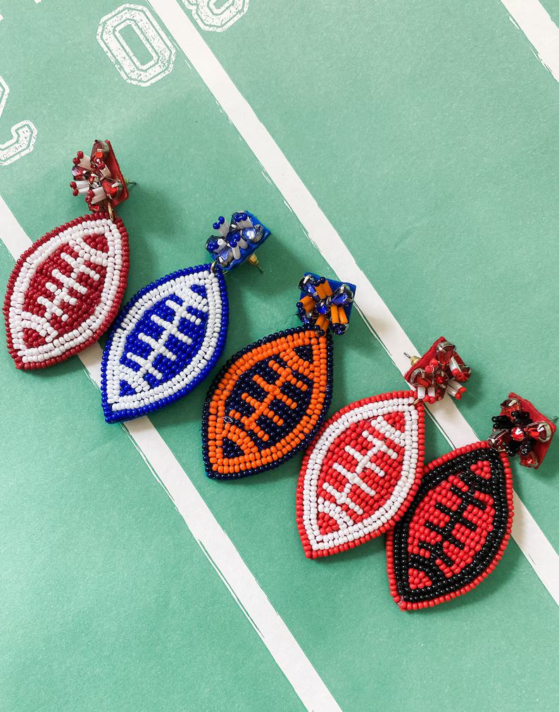 Red and Black Georgia Football Game Day Beaded Earrings - Brookhaven Baubles - Southern Statement... | Etsy (US)