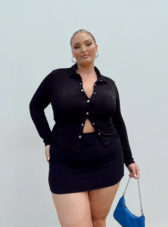 Selby Mini Skirt Black Curve Lower Impact | Princess Polly US
