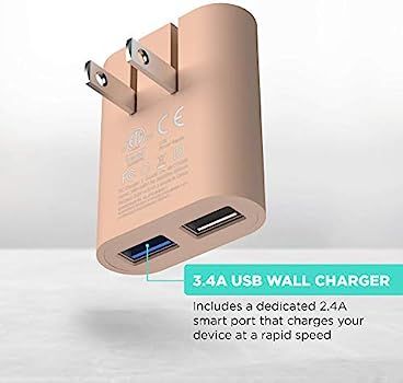 iHome AC Pro 3.4 Amp 2-Port USB Wall Charger, Flat Foldable Plug for iPhone 12/12 Pro/12 Pro Max/... | Amazon (US)