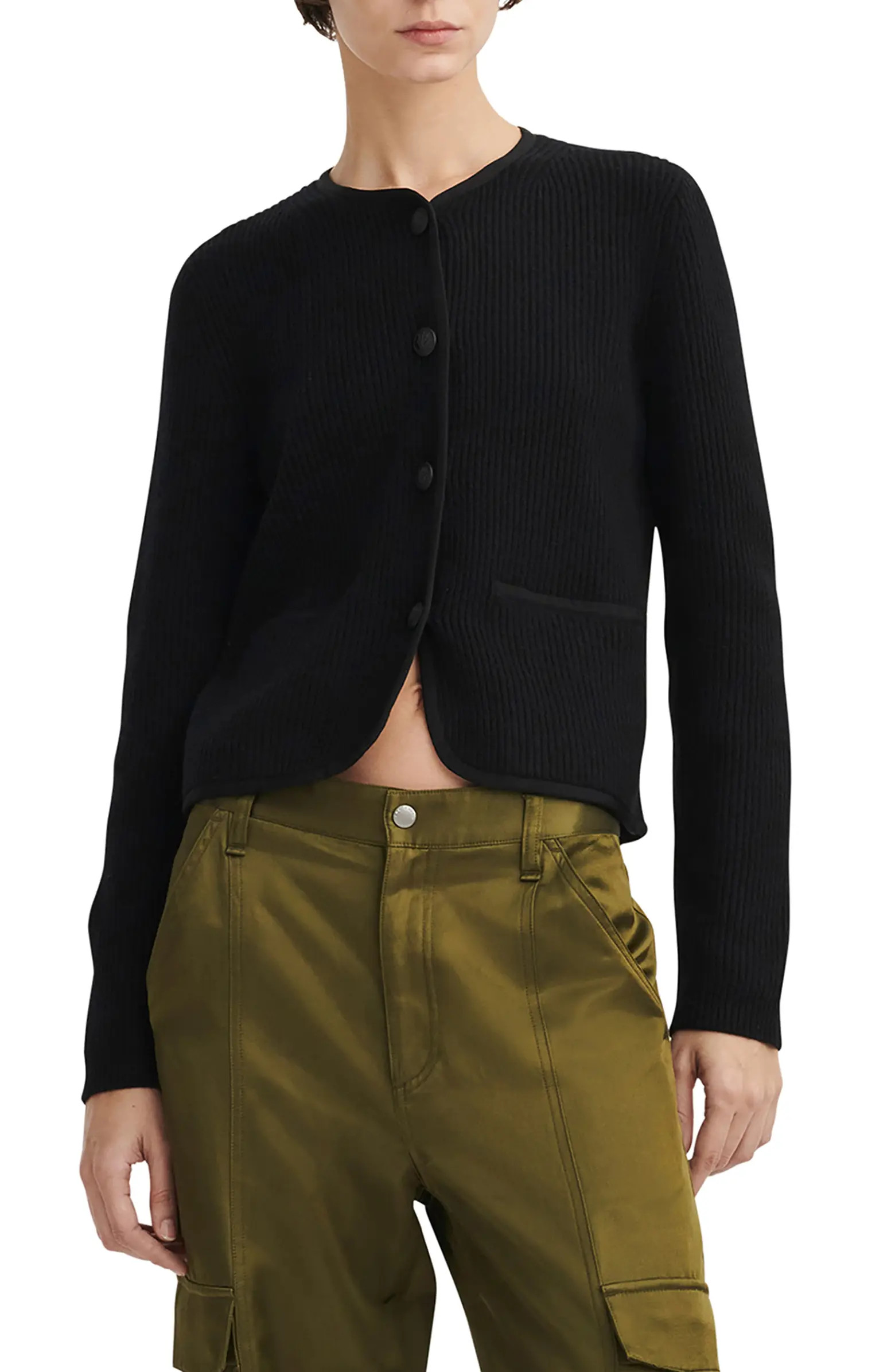 Nancy Rib Merino Wool Blend Cardigan | Nordstrom